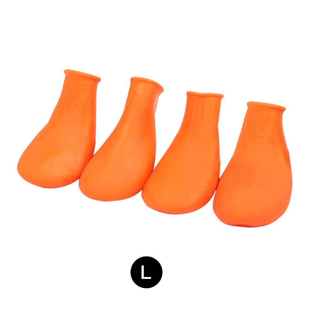 4 Stks/partij Hond Schoenen Waterdichte Rubberen Regen Draagbare Hond Laarzen Accessoires Outdoor Schoenen Sokken Zachte Antislip Outdoor Puppies: L Orange