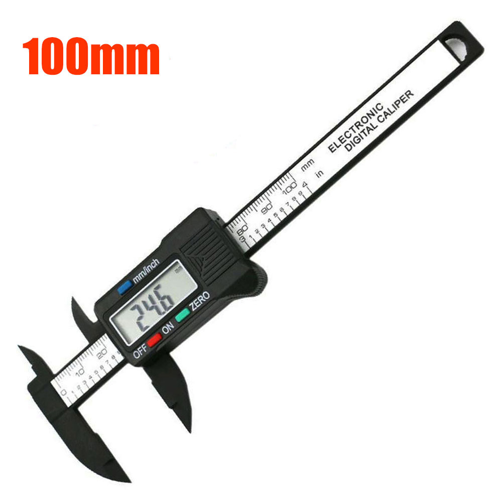Vastar-calibrador Vernier Digital de 150mm y 100mm, instrumento de medición electrónico de carbono, con batería de botón: 100mm black