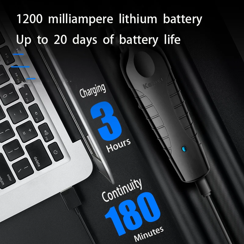 Kemei 2299 recortador de pelo de barbero eléctrico para hombres cortadora de pelo de barba máquina para cortar cabello inalámbrica recargable, 0mm