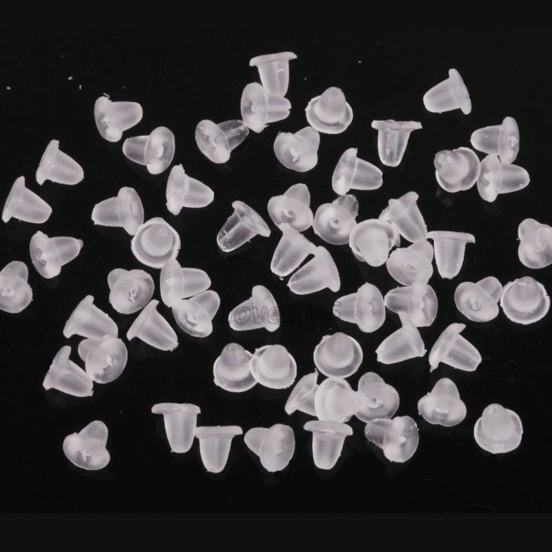 500PCS 4mm Half Transparent Rubber Earring Backs Hooks Stoppers Ear Post Nuts Findings Accessories For Making Earrings