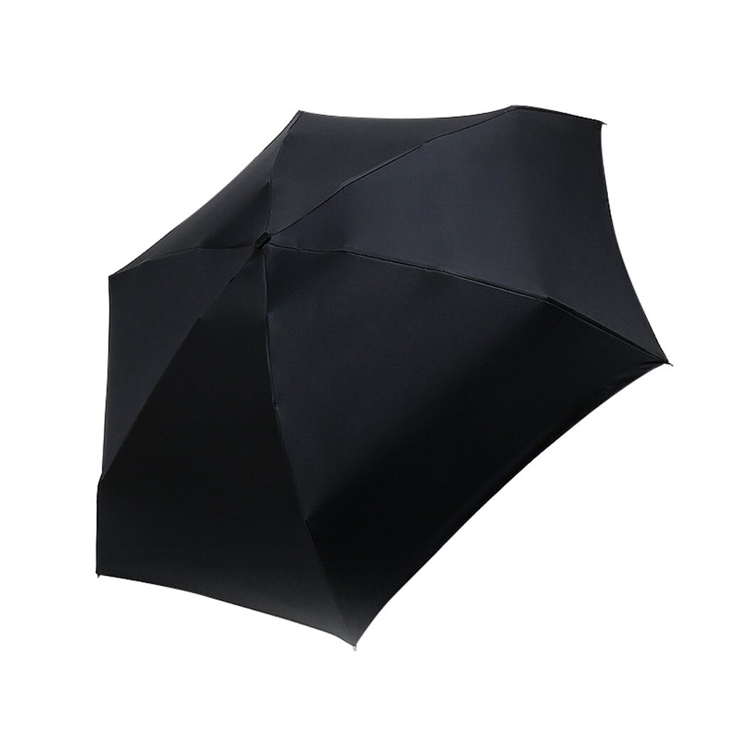 45#  kvinnor lyxigt lättviktsparaply svart beläggning parasoll 5- faldigt solregnparaply unisex reseskyddad ficka miniparaply: Svart