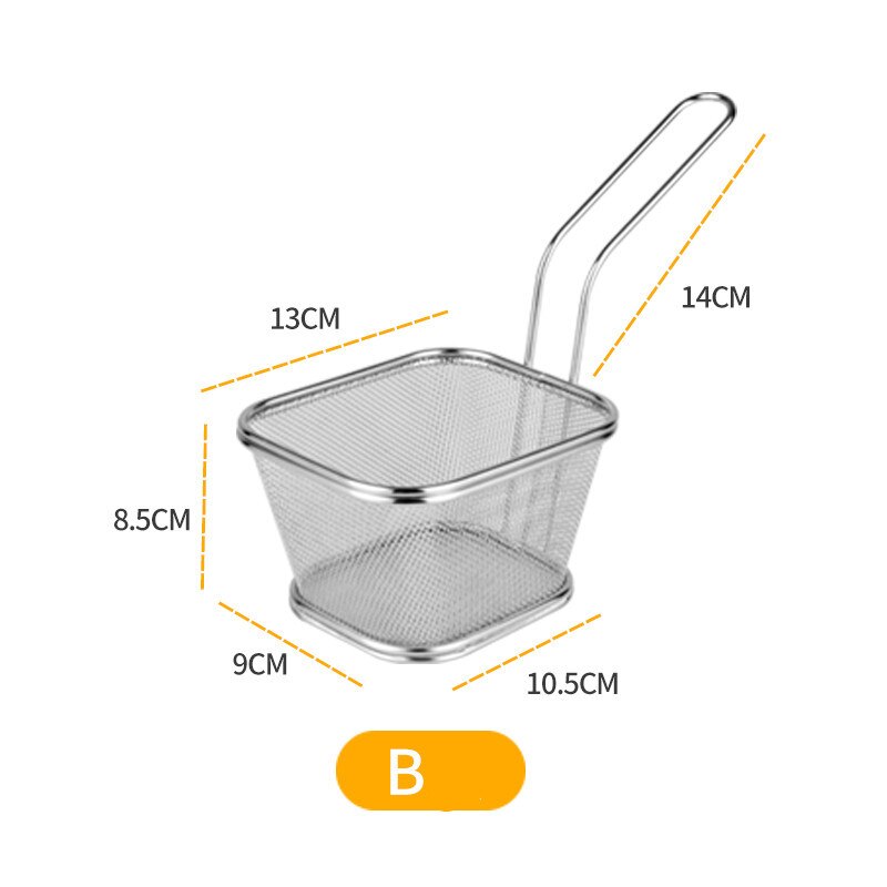 Mini cesta de acero inoxidable para freír pollo frito, cesta de acero inoxidable para patatas fritas, red para aperitivos, herramientas de cocina: B