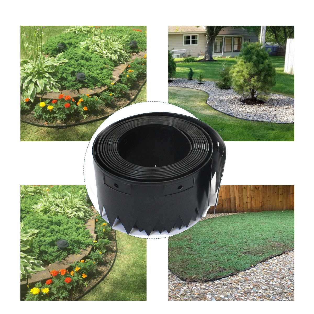 1/5/10M Garden Fence Edging Cobbled Stone Effect Plastic Lawn Edging Plant Border Decorations Flower Bed Border Lawn Palisade