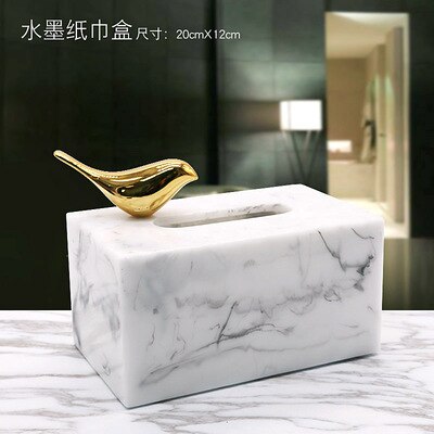 Hars Marmer Papier Tissue Box Europese Retro Bookbox Woonkamer Koffietafel Restaurant multifunctionele Tissue Handdoek Badkamer Ac: D