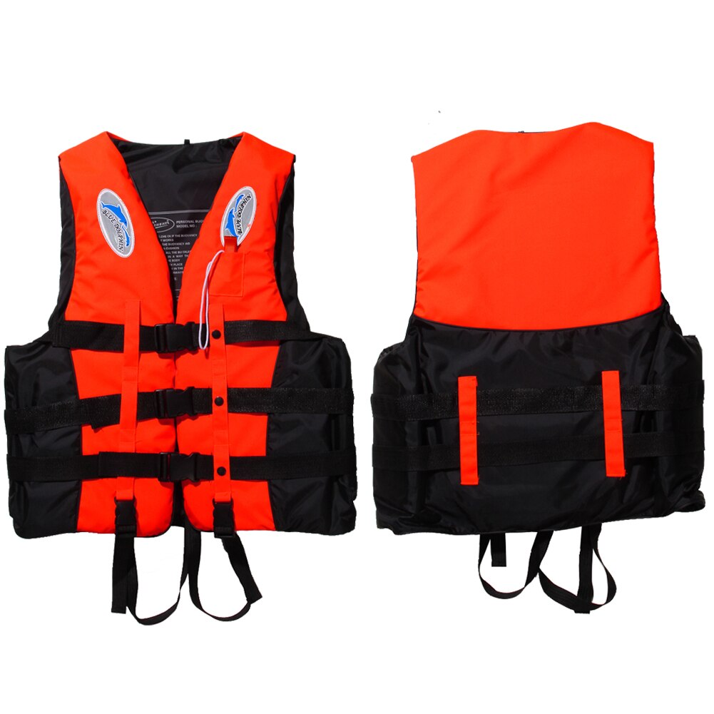 Polyester Adult Life Jacket Universal Swimming Boating Ski Safety Vest with Whistle Water Sports Safet: Orange / L