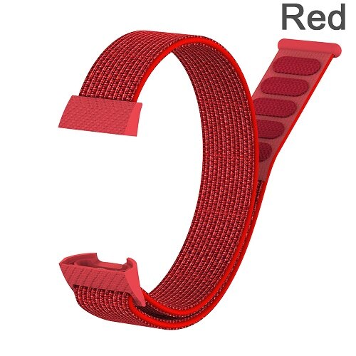 Erstatningsstrop armbånd til fitbit charge 3 strækbart nylonfiberbånd magic tape loop fitness tracker: Rød