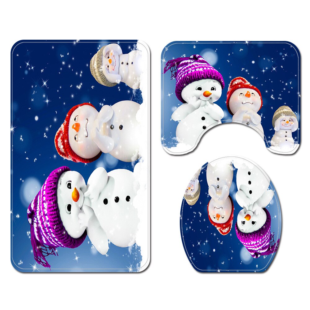 Kerst Badkamer Mat Douchegordijn Gedrukt Douchegordijn Sneeuwpop Bad Mat Anti Slip Mat Microfiber Badkamer Bad Rug: Bath Mats-294