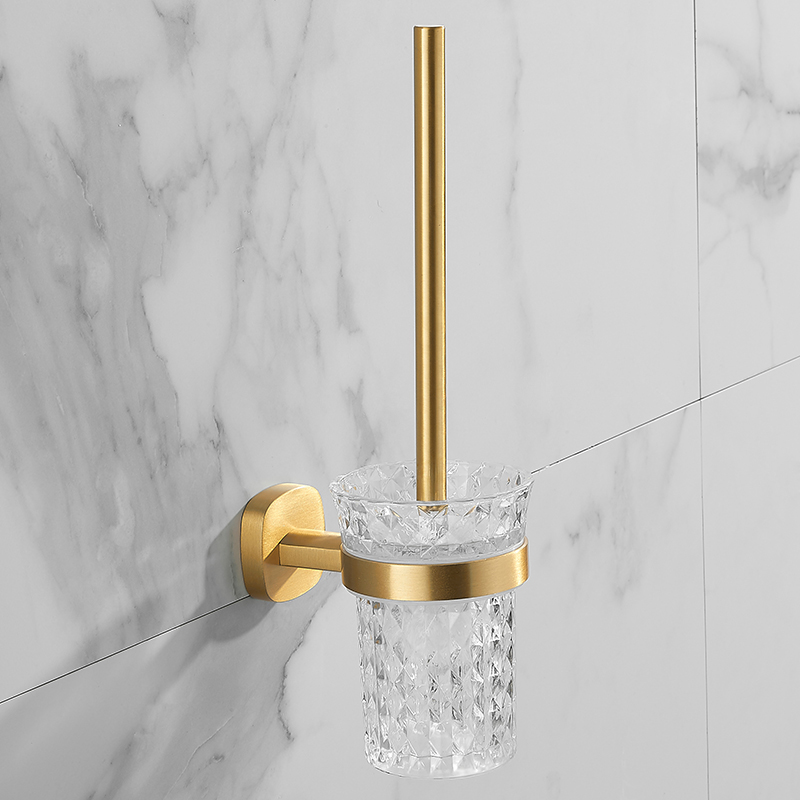 Porte-serviettes mural avec étagère, cintre pour vêtements, salle de bains, or brossé, WC porte-papier, support pour téléphone, porte-papier: Toilet brush B