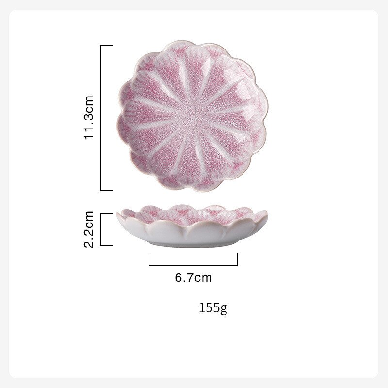 Bonito retro lótus placa cerâmica porcelana estufa vitrificada flor placa de jantar molho nozes bandeja frutas festa snack pratos placa: Pink Flower