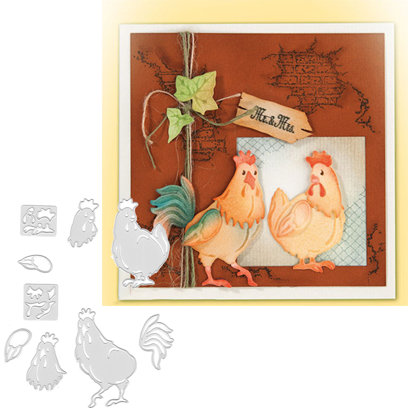 Udstansninger til kylling/hane til kortfremstilling animalske metalskæreforme stencils prægning af gør-det-selv-kort