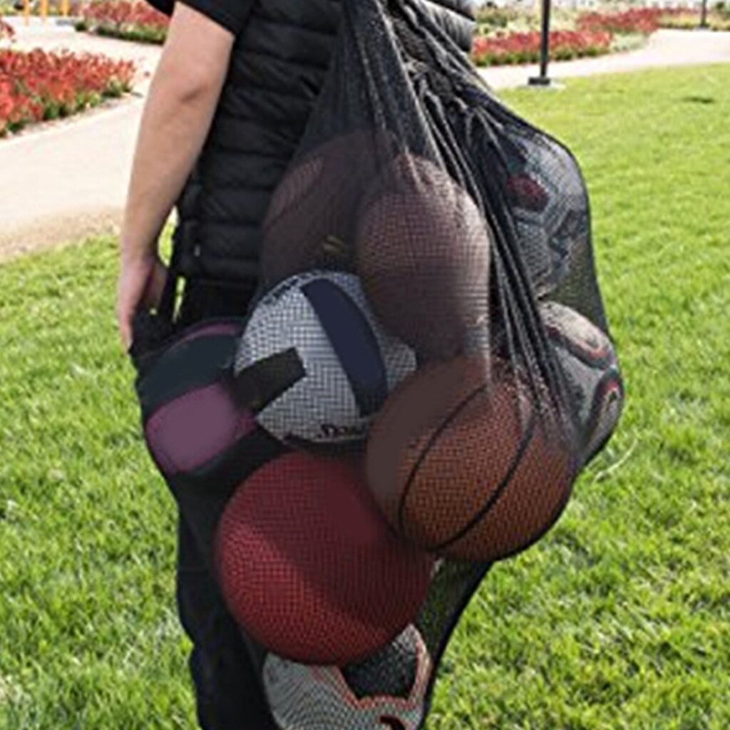 Heavy Duty Sports Mesh Ball Organizer Soccer Volleyball Football Carry Bag