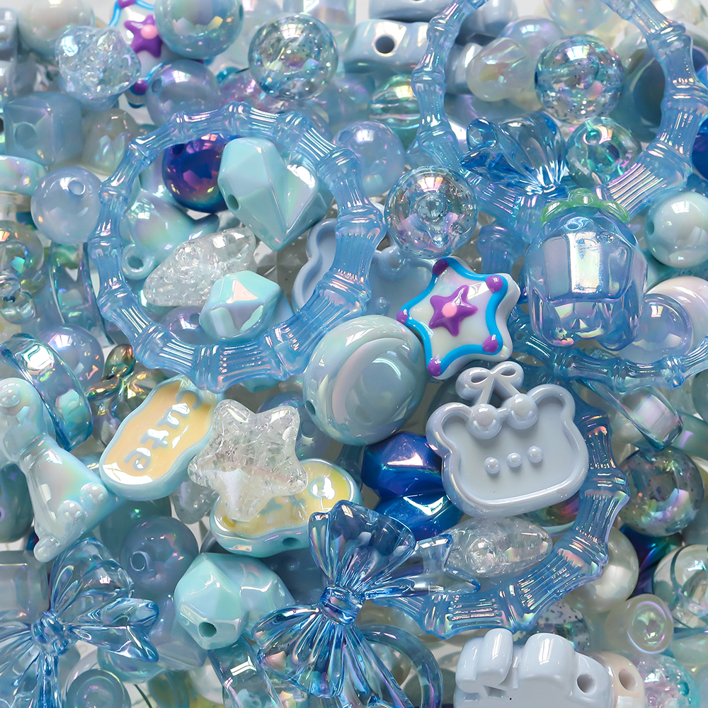 20 gramos, cuentas mezcladas acrílicas de 12 ~ 50mm, cuentas espaciadoras sueltas para fabricación de joyería, accesorios para pulseras, collares y pendientes DIY: Verde