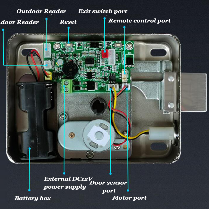 Serratura elettronica alimentata a batteria AA Apricancello Serratura con telecomando senza fili opzionale Serratura ID 125Khz Serratura per stanza invisibile