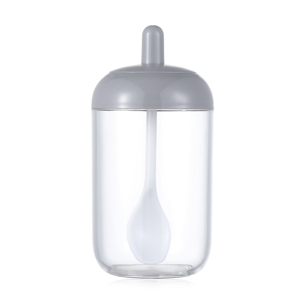Kitchen Plastic Condiment Bottles Spice Jar With Spoon Kitchen Seasoning Salt Oil Coffee Beans Container Home Paprika Storage Bo: Light Grey