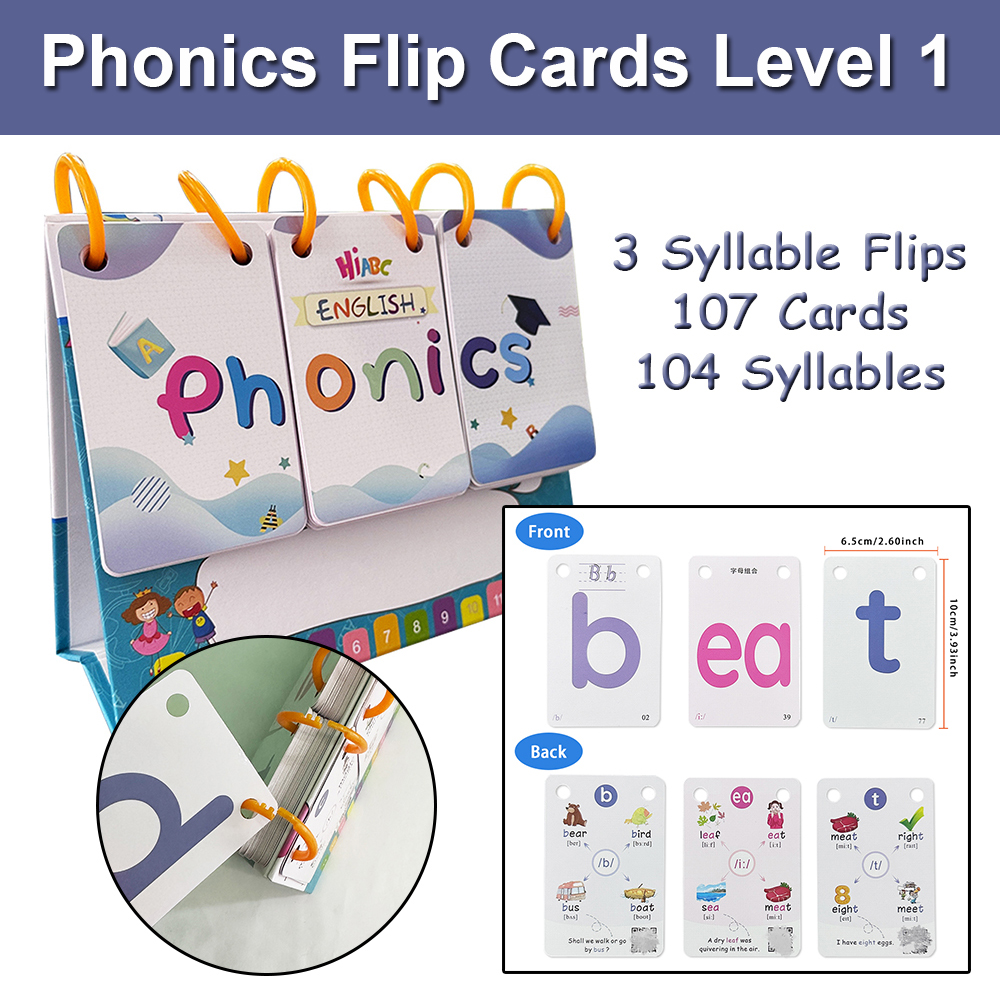 Phonics Karteikarten Rechtschreibung Wörter Schreibtisch-Kalender Englisch Lernen Rechtschreibung kippen Karten Lernspielzeug Vokabelgebäude: Weiß