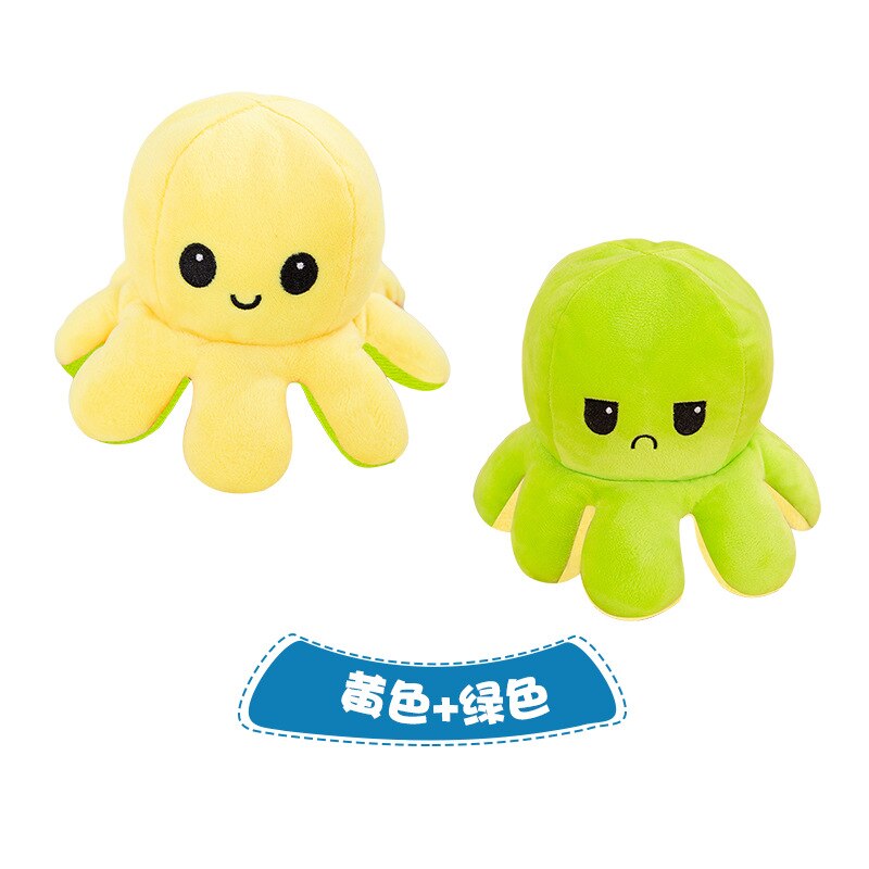 peluche octopus reversibl Flipped doll flip plush toy double sided doll reversible Octopus: Yellow Green