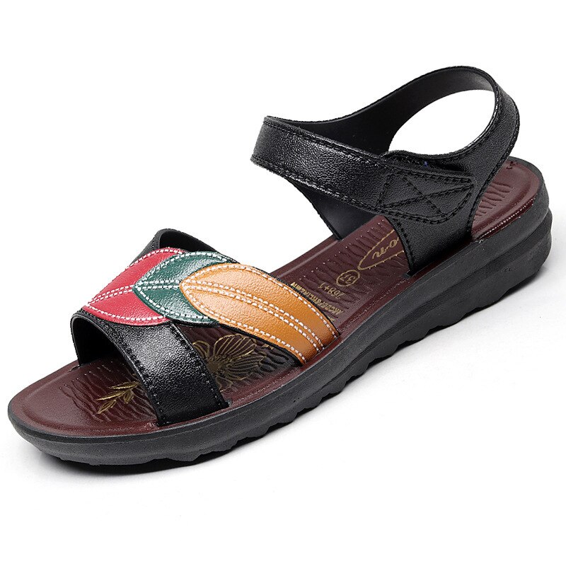 Sommar kvinnor skor platå sandaler bekväma läder skor dam sandaler dam tofflor zapatos de mujer casual strandskor