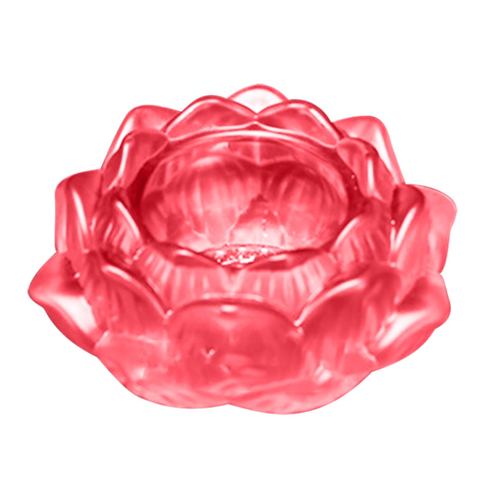 45#Crystal Glass Lotus Flower Candle Tea Light Holder Buddhist Candlestick Wedding Bar Party Valentine's Day Decor: White 