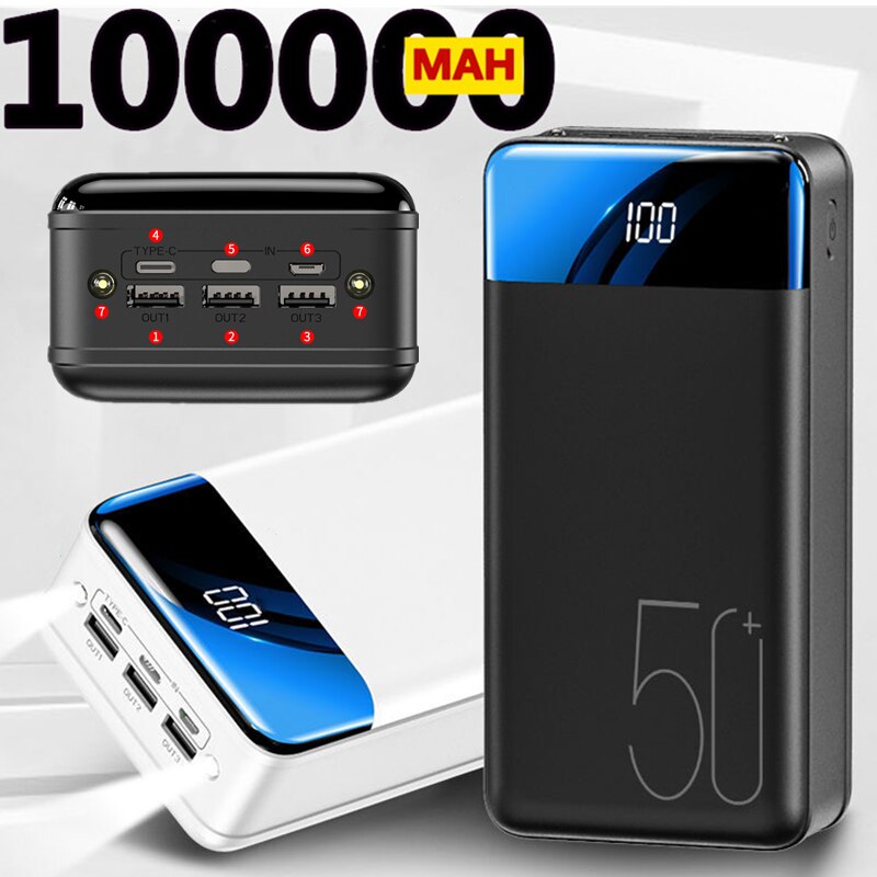 Echt Snel Opladen 100000Mah/98000Mah Power Bank Grote Capaciteit Mobiele Power Universele 5v2.1a Snel Opladen