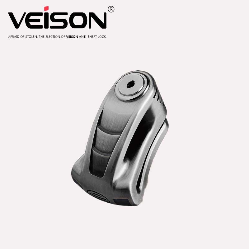 Veison-trava de segurança para disco de freio de bicicleta, antifurto, scooter, rotor, motocicleta, à prova d&#39;água, cadeado, segurança, motocicleta: Silver