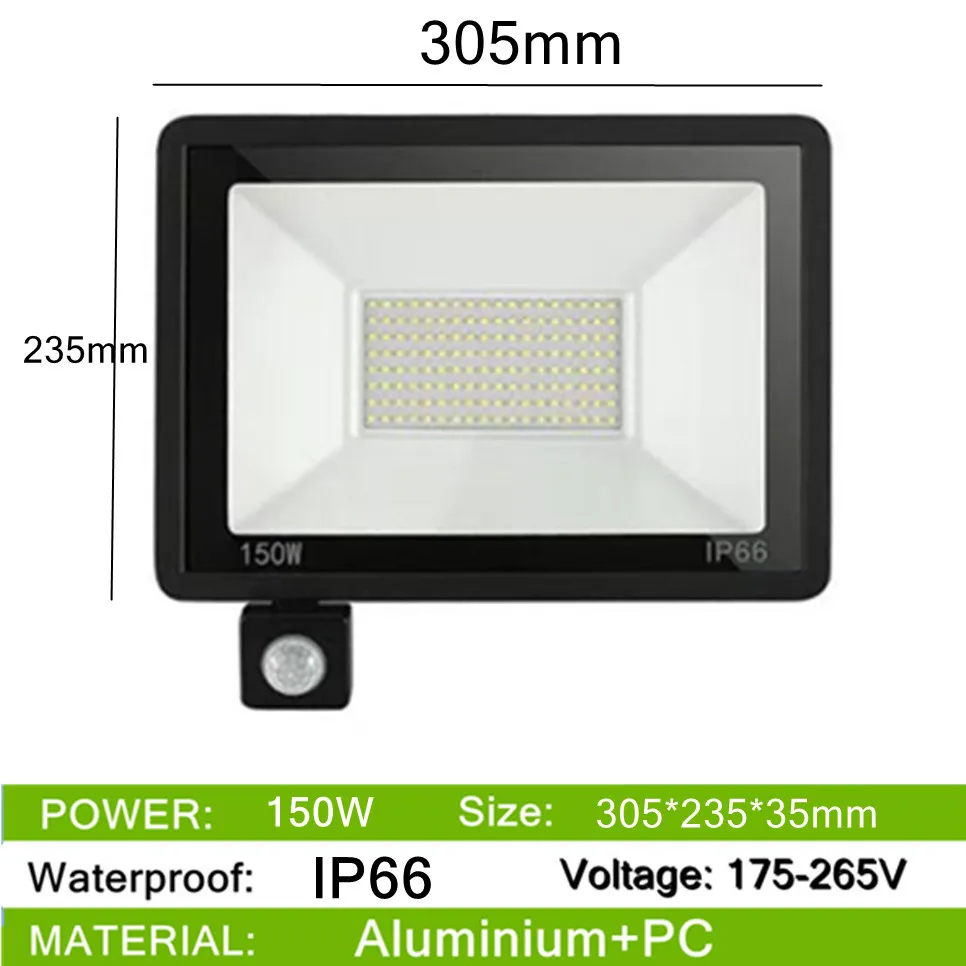 Ac220v pir bevægelsessensor led-projektør ip66 va... – Grandado