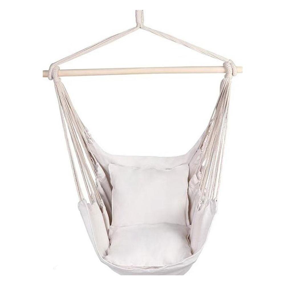 Silla de hamaca colgante de lona para dormitorio para adultos y niños, para interiores, portátil, de relajación, columpio grueso para exteriores, de viaje, para acampar con cojín