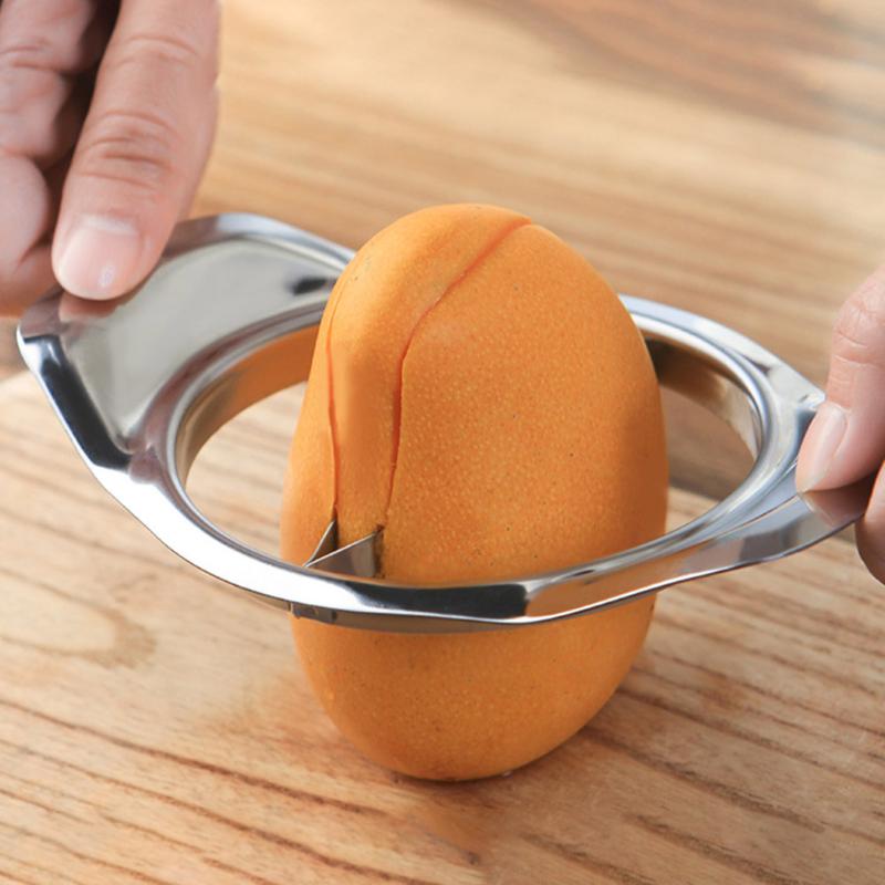 Rustfrit stål mangoskærer frugtskærer kernehus mango splitter mango kerne pit fjerner frugt grøntsag værktøj køkken tilbehør