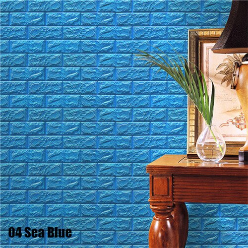 3D Wall Stickers Imitation Brick Bedroom Decor Waterproof Self-adhesive Wallpaper For Living Room Kitchen TV Backdrop Decor92915: Blue
