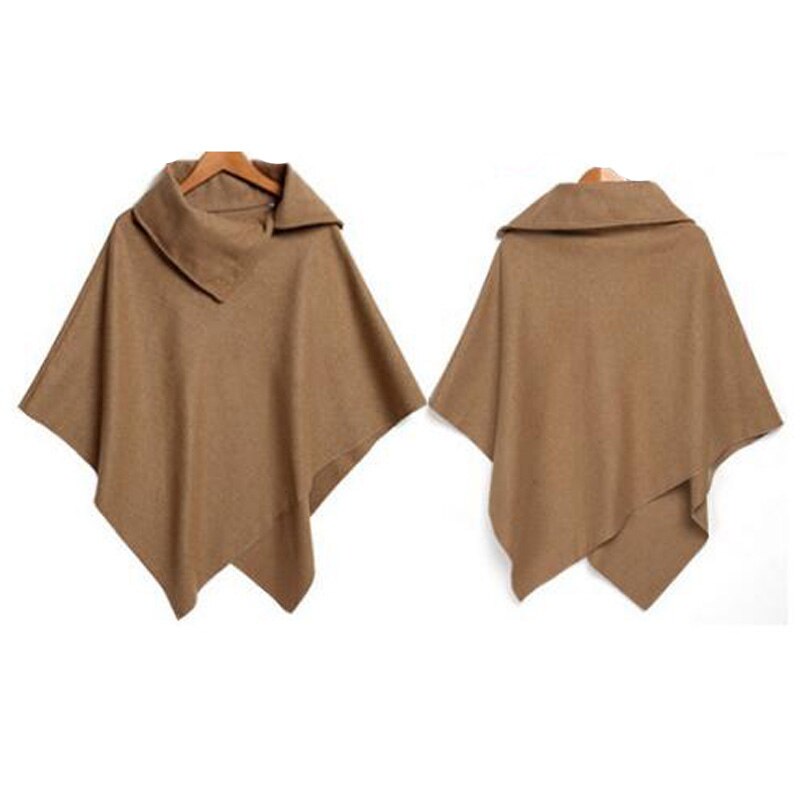 LERFEY automne Wimnter femmes surdimensionné Cape châle chauve-souris irrégulière hauts Poncho châle Cape chandails Blusas Femininas M-XL: khaki / XXL