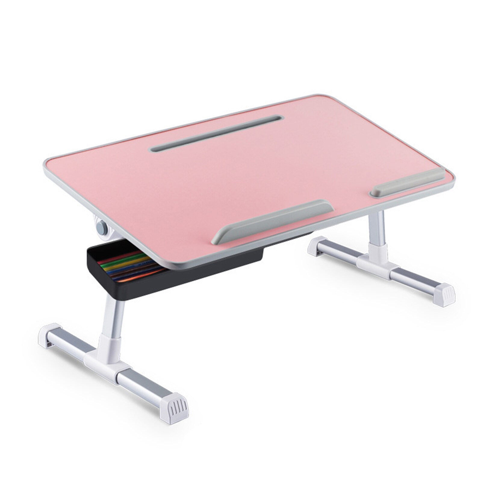 The Portable Table Computer Folding Table Portable Adjustable Laptop Desk With Storage Drawer Table Furniture: Pink