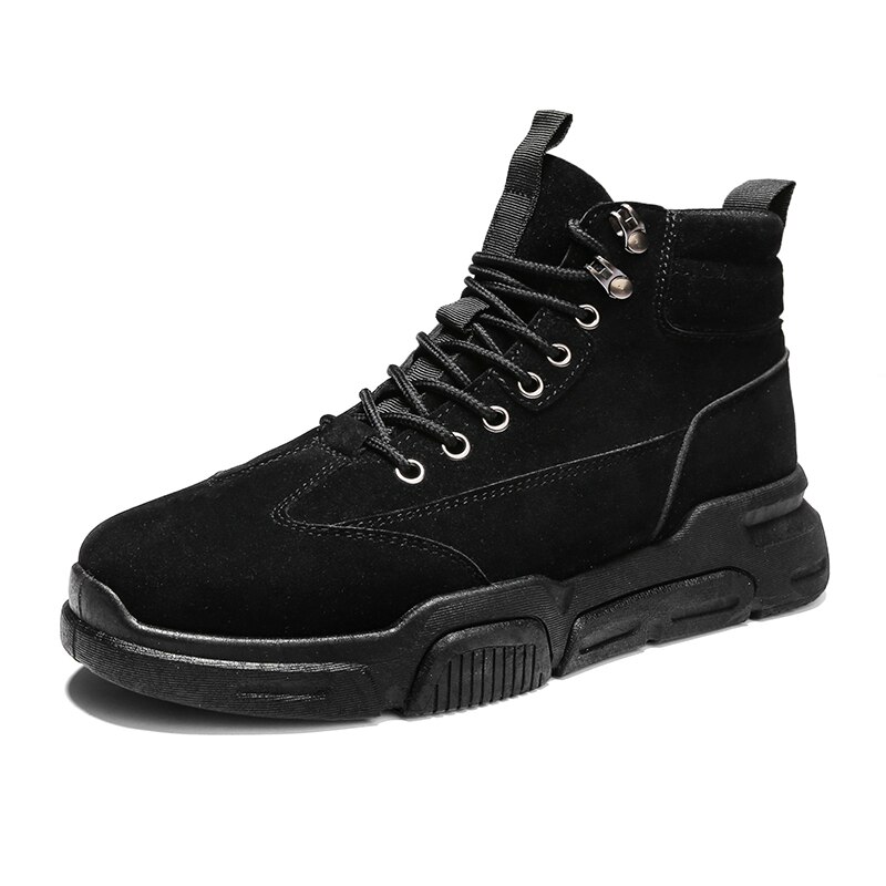 Men's casual shoes Winter shoes men black shoes High canvas shoes men Non-slip wear shoes for men Platform: Black / 8