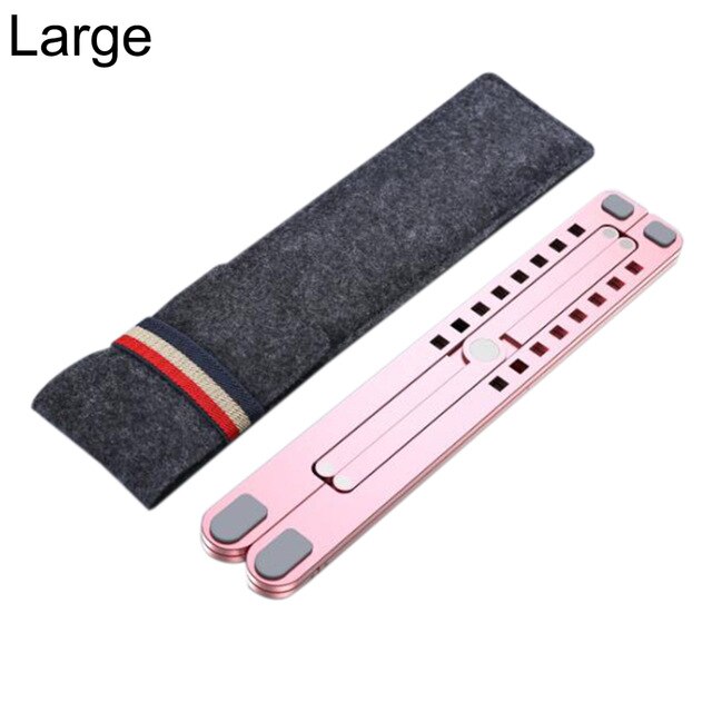 Portable Laptop Stand Foldable Support Base Notebook Stand Holder For Macbook Pro Air HP Lapdesk Computer Cooling Bracket Riser: L-Rose Gold