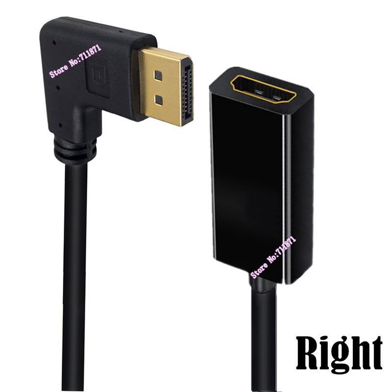 Right Angle DisplayPort to HDMI-compatible Adapter Cable Line For Desktop Laptop 90 Degree Elbow DP to HDMI-compatible Connector: Yellow