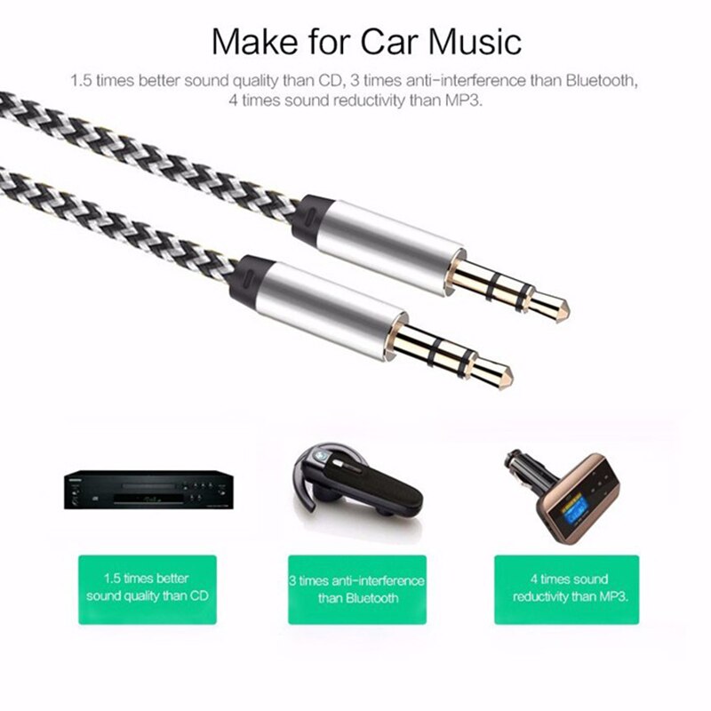 Super AUX Kabel Voor Auto IPhone Male Naar Male Stereo Audio Kabel 3.5 Jack Naar Jack 3.5 AUX Auto Kabel voor Hoofdtelefoon Beats Speaker