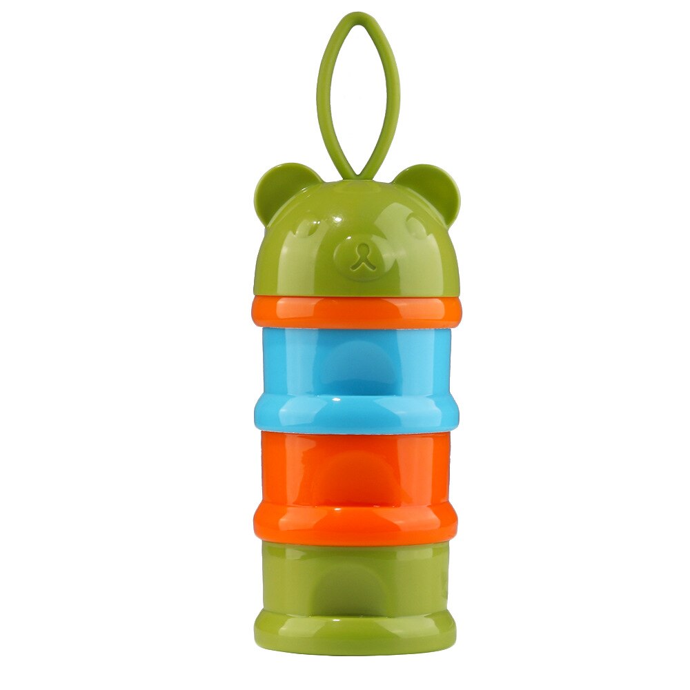 Kids Formula Milk Container 3 Layer Style Portable Baby Food Storage Box Cereal Cartoon Toddle Milk Powder Boxes: Green