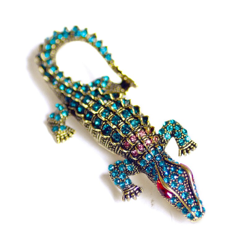 Muylinda Vintage Crocodile Rhinestone Broche Pins Vrouwen Crystal Alligator Animal Broches Sieraden Metalen Broach Vrouwelijke