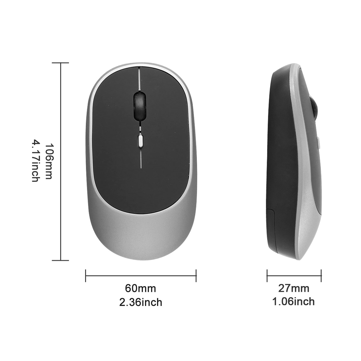 Rechargeable Wireless Mouse, Dual-mode 2.4G and Bluetooth-compatibility, Ergonomic Optical Mice Office Gaming, for Laptop/PC