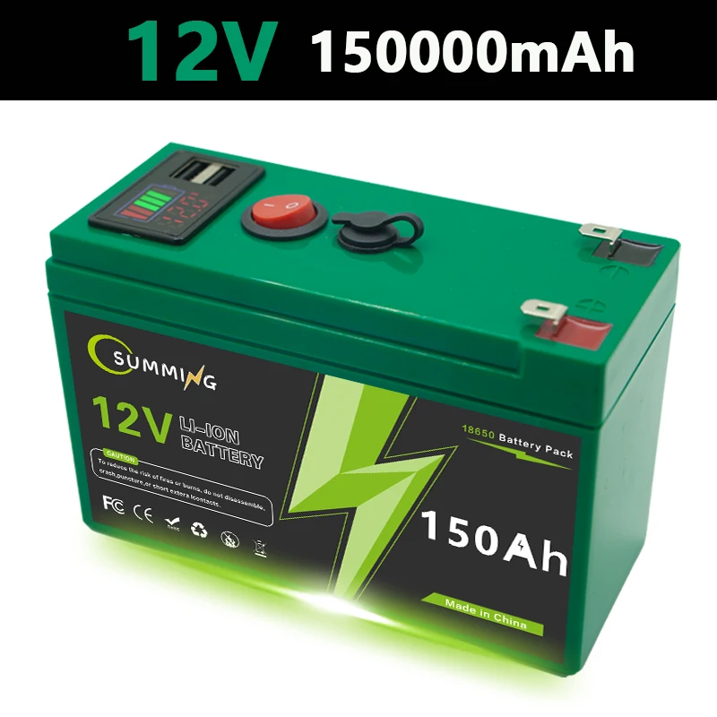 12V 150Ah Lithium wiederaufladbare LiFeP04 Batterie 4000+Zyklen für Solarenergie, USV, Roller, Elektroräder, Fischfinder, gebaut mit BMS