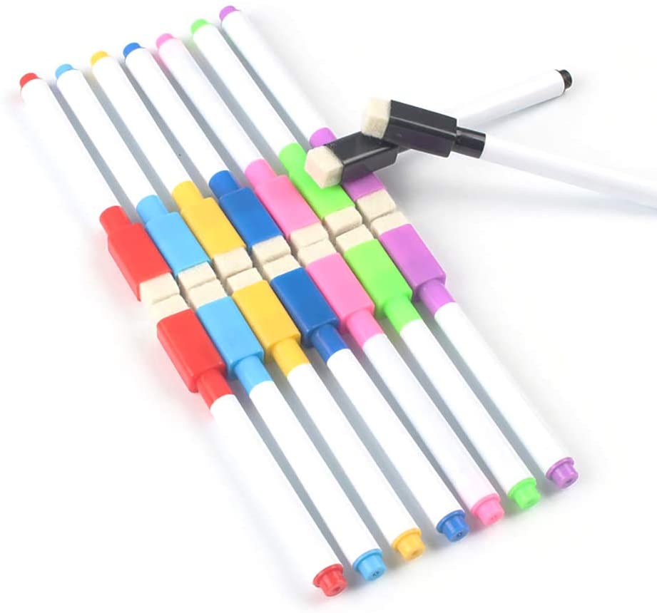 Rewritable Magnetic Dry Wipe White Board Markers Pens with Eraser Cap 4.4 in Mini Markers with Fine Tip for Classroom Office etc