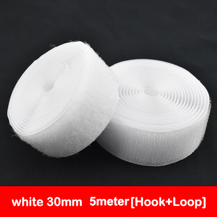 5 Meters/pair Nylon Klittenbandsluiting Tape Geen Lijm Haak Lus Lijm Naaien-Op Magic Tape Diy Kleding accessoires: 30MM  White