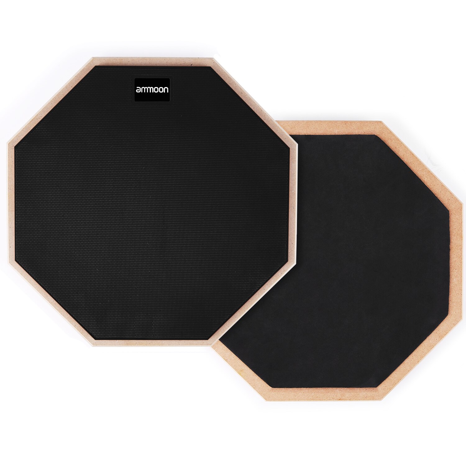 ammoon 12 Inch Drum Practic Pad Silent Drum Rubber Wooden Dumb Drum with Drumstick Carry Bag Support purchase: black  12 INCH