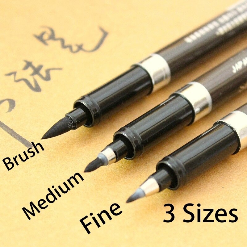 3 Stks/set 3 Verschillende Vorm Plastic Multi Functie Pen Zachte Borstel Pen Kalligrafie Pen Kantoor School Schriftelijk Gereedschap Handtekening Pen