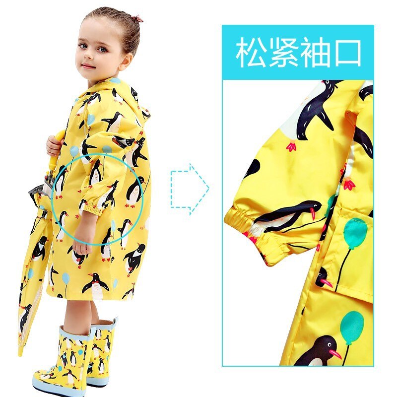 Paraguas para niños, chubasquero para niños con dibujos animados, chubasquero infantil para niños y niñas, impermeable primario para bebés, elástico sl