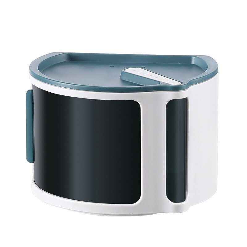 Free Stack Layers Sliding Window Wall Mounted Waterproof Bathroom Toilet Tissue Paper Holder Rack Cosmetics Desktop Storage Box: Blue Single Layer