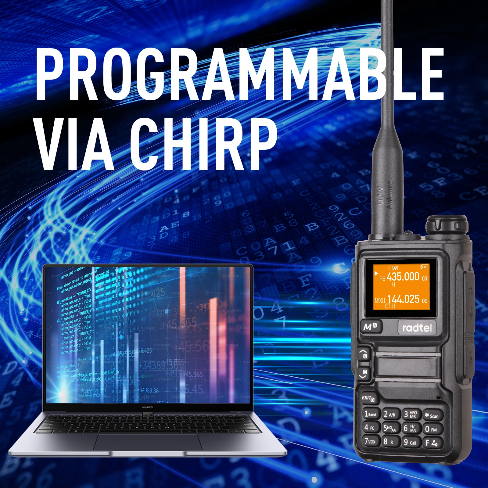 Radtel RT-590 Plus Air Band Walkie Talkie Amateur Ham Two Way Radio Station UHF VHF 200CH Full Band mit NOAA Channel AM Satcom