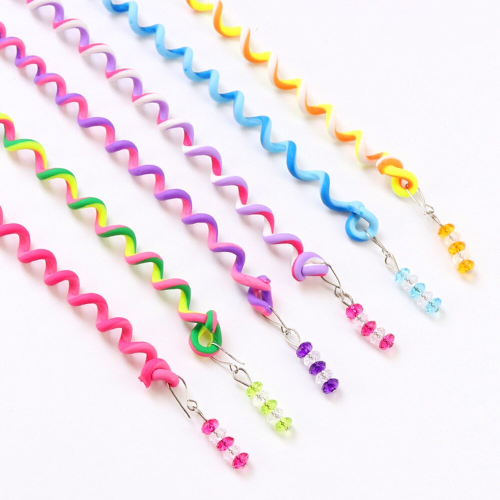 6PC Simple Colorful Beauty Elastic Girls Spiral Spin Hairpin Curler DIY Bands Rubber Band Kids Hair Accessories