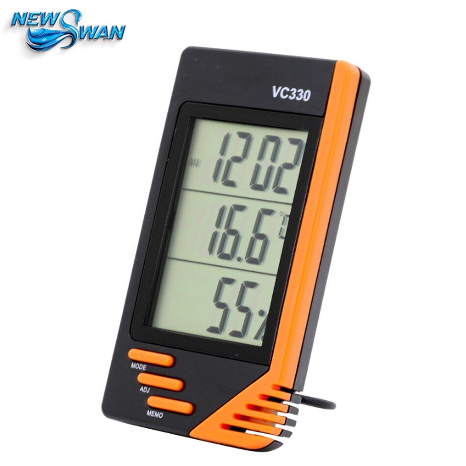 Handheld Portable Digital Thermometer Hygrometer Hygrothermograph Humiture Temperature Humidity Moisture with Clock Alert VC330