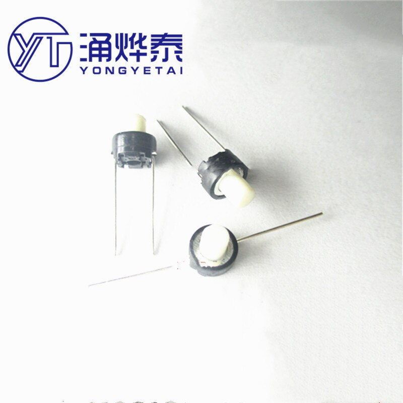 YYT Interruptor táctil 6*6*7mm enchufe recto 2 pines SKRGAMD010 botón micro-movimiento blanco redondo