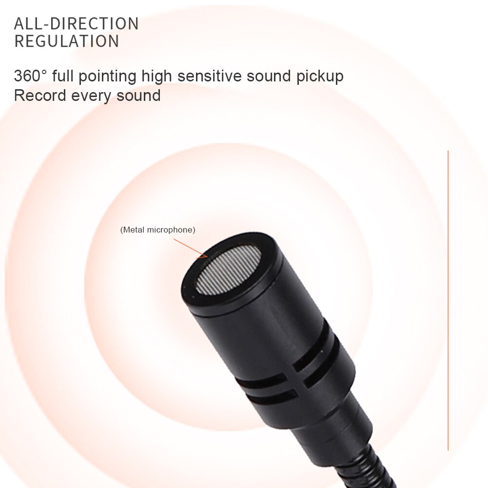 Adjustable USB Laptop Microphone 360 Degree Mic Anti-noise Mini Studio Speech Microphone for Desktop PC Condenser Microphone