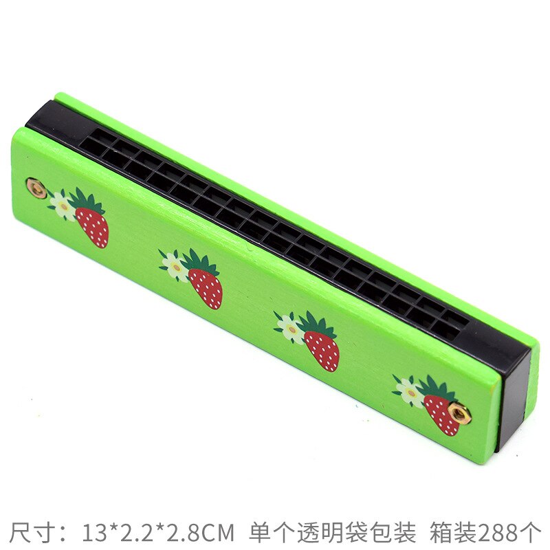 Double Row 16 Hole Harmonica Musical Instruments Children's Wooden Painted Harmonica Early Education Toy Teaching: j